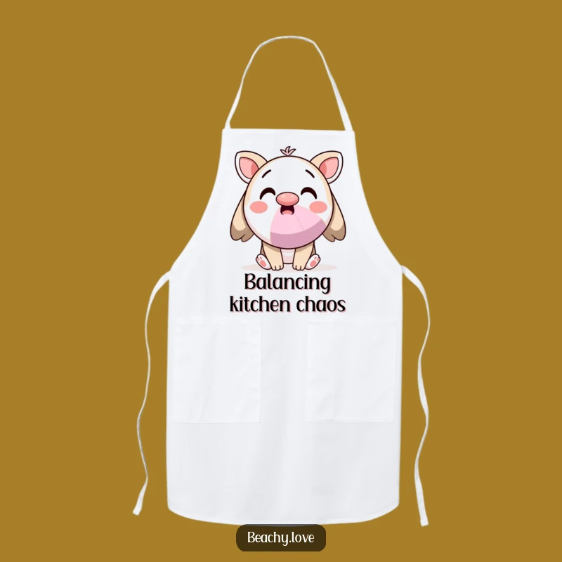 Funny Kawaii Beach Ball Nose Apron: Surprised Character for Kitchen Fun Gift