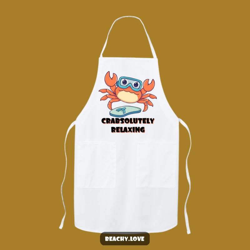 Funny Crab Apron - Snorkel Beach Bum, Ocean Kitchen Humor