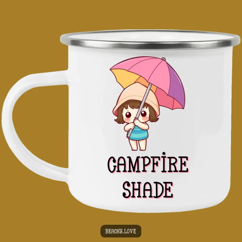 Funny Kawaii Umbrella Camping Mug - Adventure Humor for Sunny Outings!