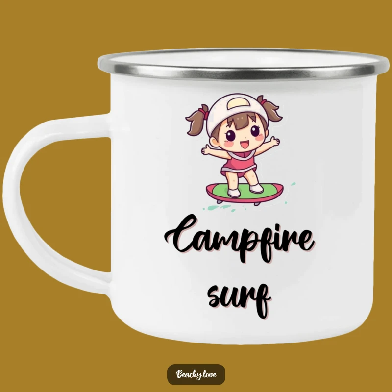 Funny Surfing Camping Mug: Delighted Figure's Outdoor Ride