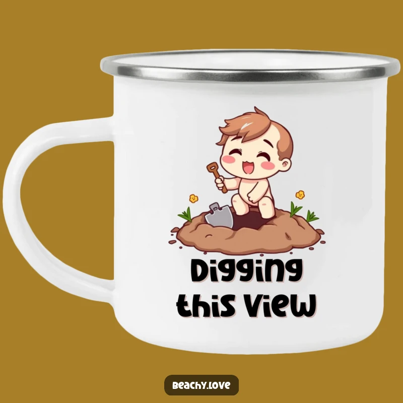 Funny Digging Excitement Enamel Camping Mug - Adventure Fuel for Diggers