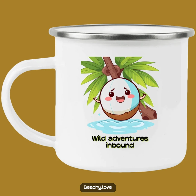 Funny Beach Ball Coconut Camping Mug: Durable Humor for Tropical Campers Gift