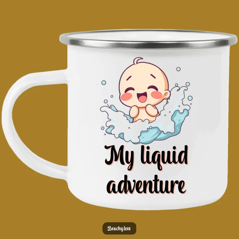 Funny Kawaii Giggling Waves Camping Mug - Joyful Outdoor Companion