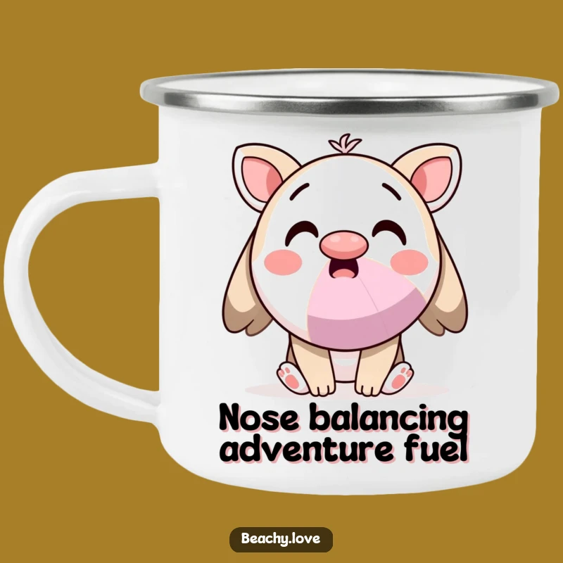 Funny Kawaii Beach Ball Nose Camping Mug: Surprised Character for Outdoor Fun Gift