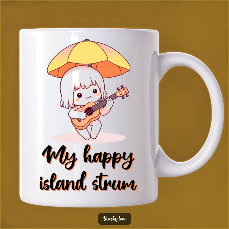 Funny Beach Ukulele Player Mug - Charming Character Gift for Music Lovers