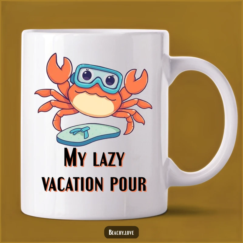 Funny Crab Sunbathing Mug - Snorkel Beach Life, Hilarious Ocean Lover Gift