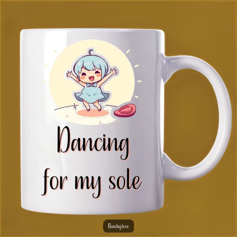 Funny Dancing Flip-Flop Mug - Cheerful Character Joyful Gift for Beach Goers