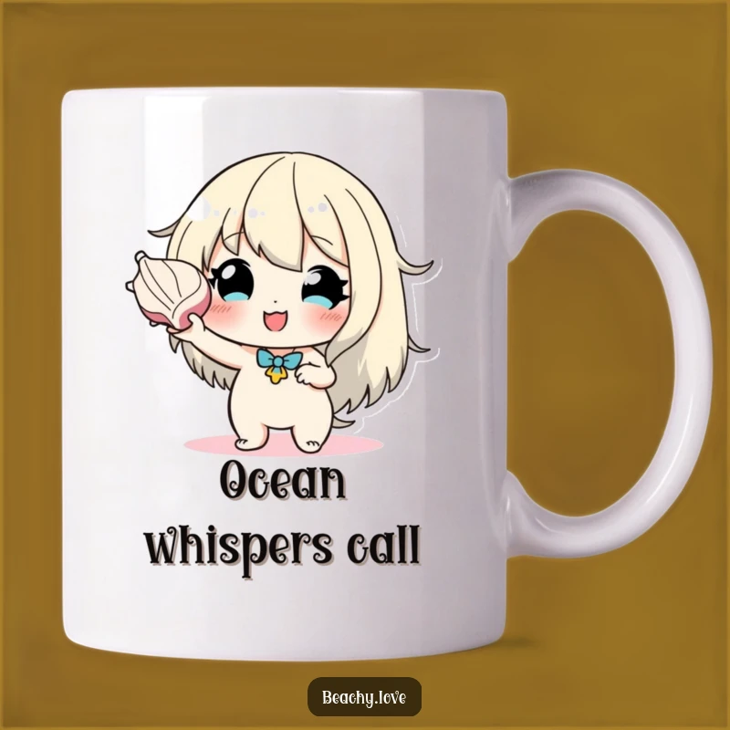 Funny Seashell Listener Mug - Hopeful Character Gift for Dreamers