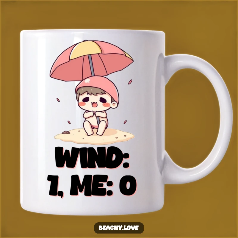 Funny Kawaii Beach Umbrella Struggle Mug - Hilarious Summer Gift for Her
