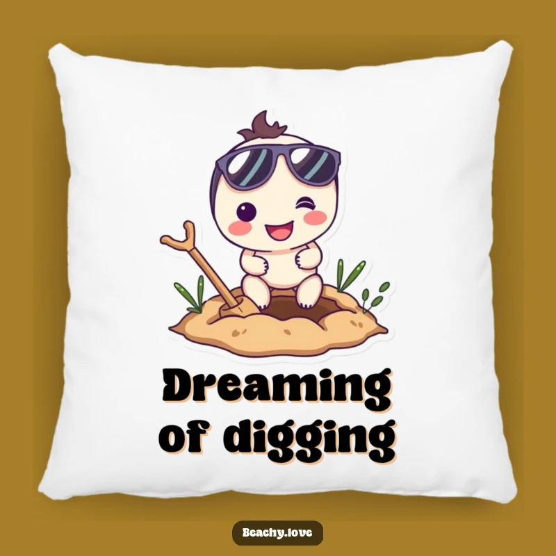 Funny Digging Character Pillow - Cozy Sunglasses Enthusiast Cushion Gift