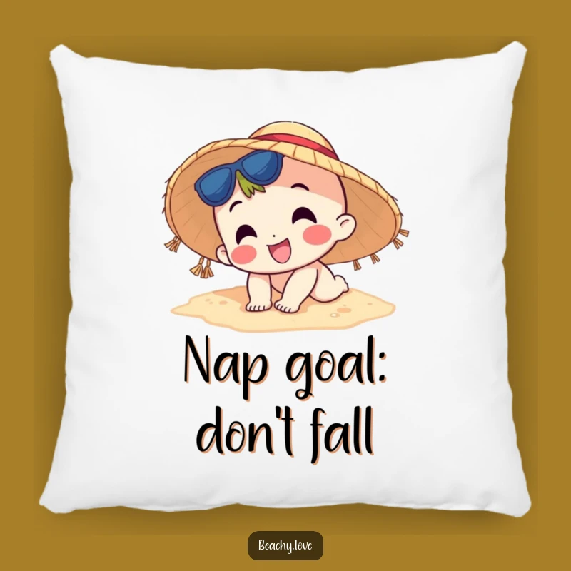 Funny Tripping Character Pillow - Cozy Beach Gag Cushion Gift