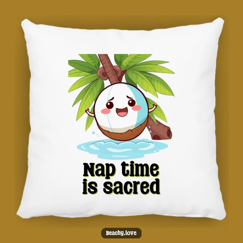 Funny Beach Ball Coconut Pillow: Cozy Humor for Tropical Spaces Gift