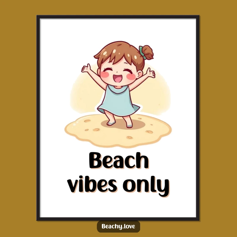 Funny Happy Sand Dancer Digital Print - Instant Beach Joy Art