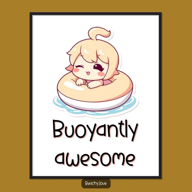 Funny Kawaii Winking Floaty Digital Art - Relaxing Wall Decor