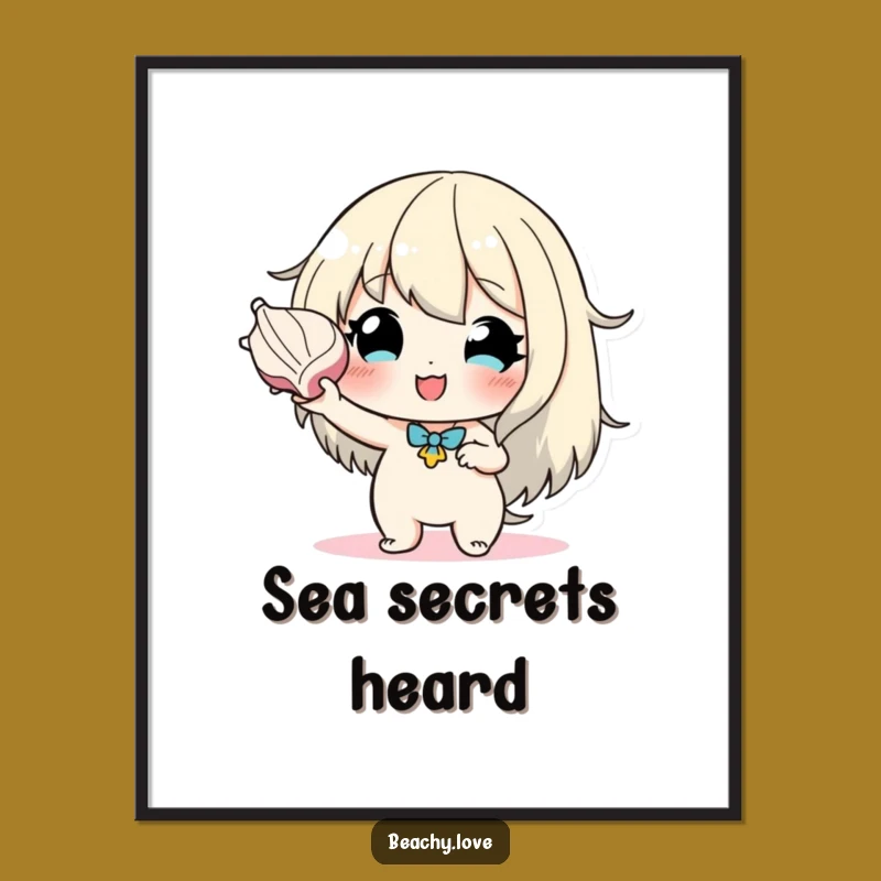 Funny Seashell Listener Digital Art - Hopeful Character Decor Print