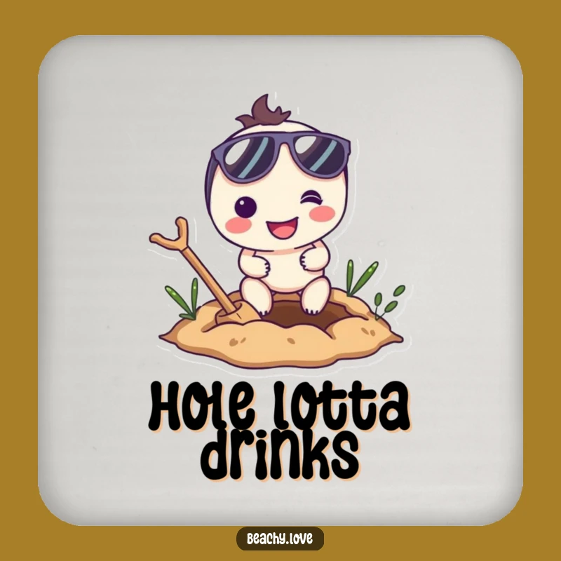 Funny Digging Character Coaster - Smiling Sunglasses Enthusiast Drink Protector