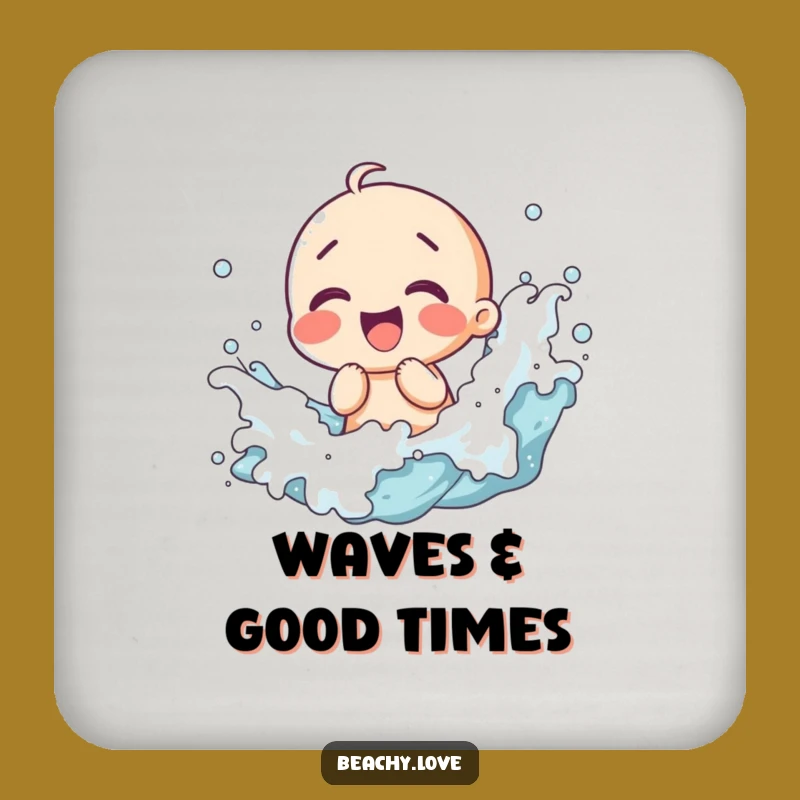 Funny Kawaii Giggling Waves Coaster - Protect Surfaces with Joy