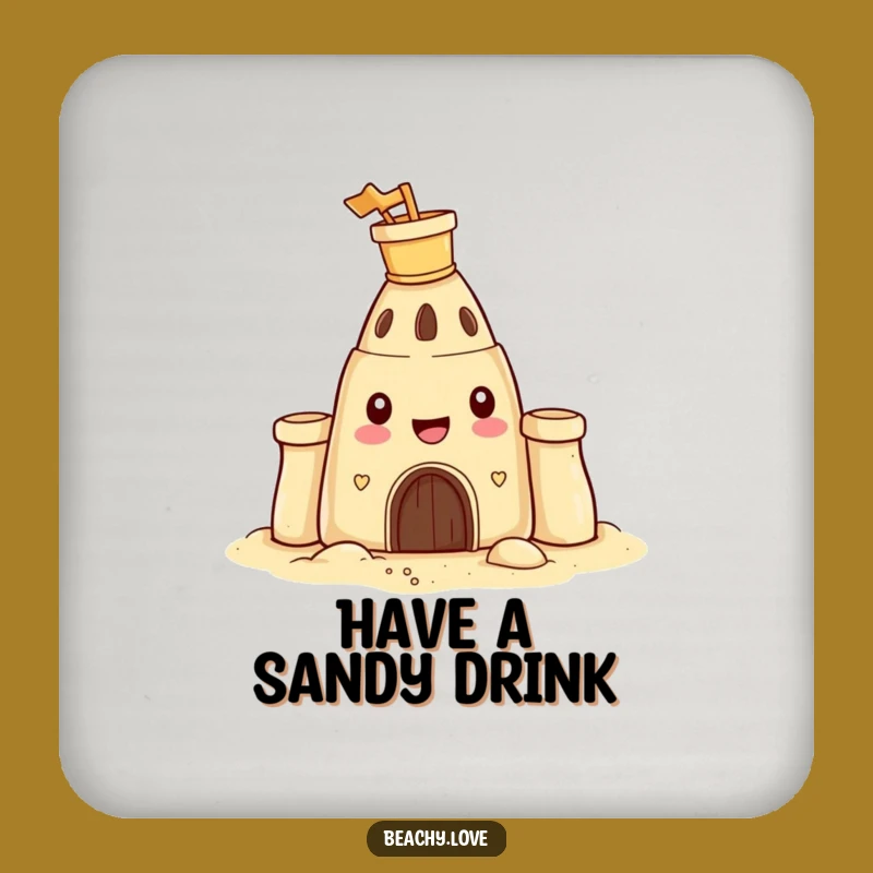 Funny Sandcastle Coaster: Protect Surfaces with Cheerful Beach Humor Gift
