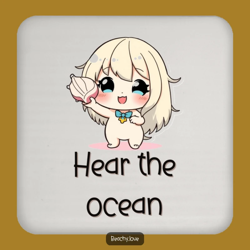 Funny Seashell Listener Coaster - Hopeful Character Gift for Tables