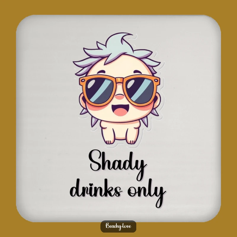 Funny Kawaii Cool Dude Coaster: Smiling Character for Table Fun