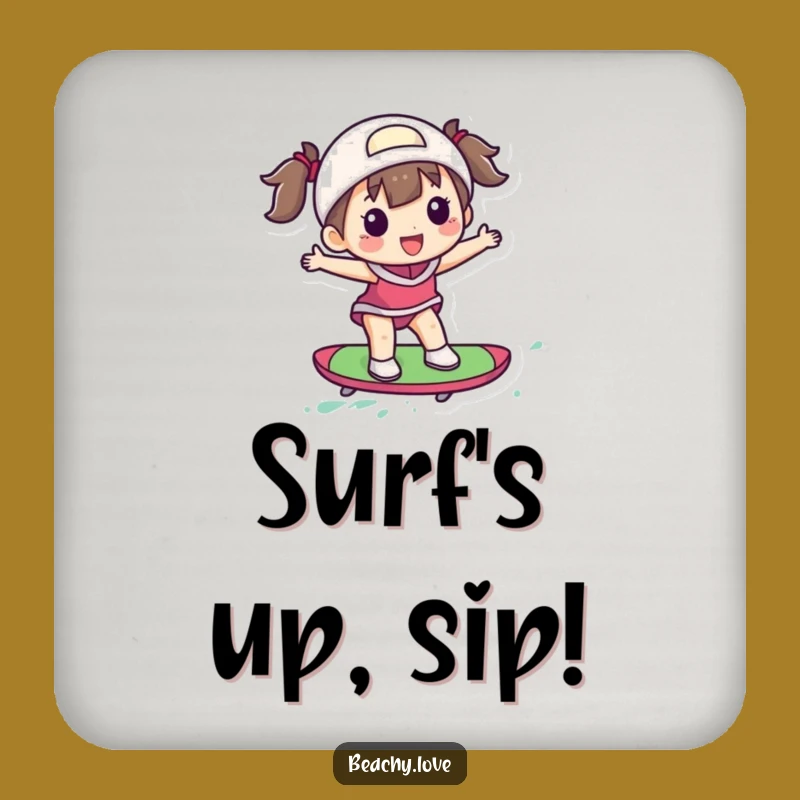 Funny Surfing Coaster: Delighted Figure's Colorful Board Base