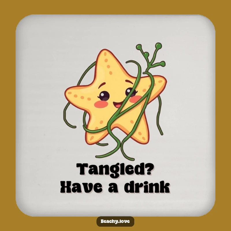 Funny Starfish Seaweed Coaster: Protect Surfaces with Hilarious Beach Humor Gift