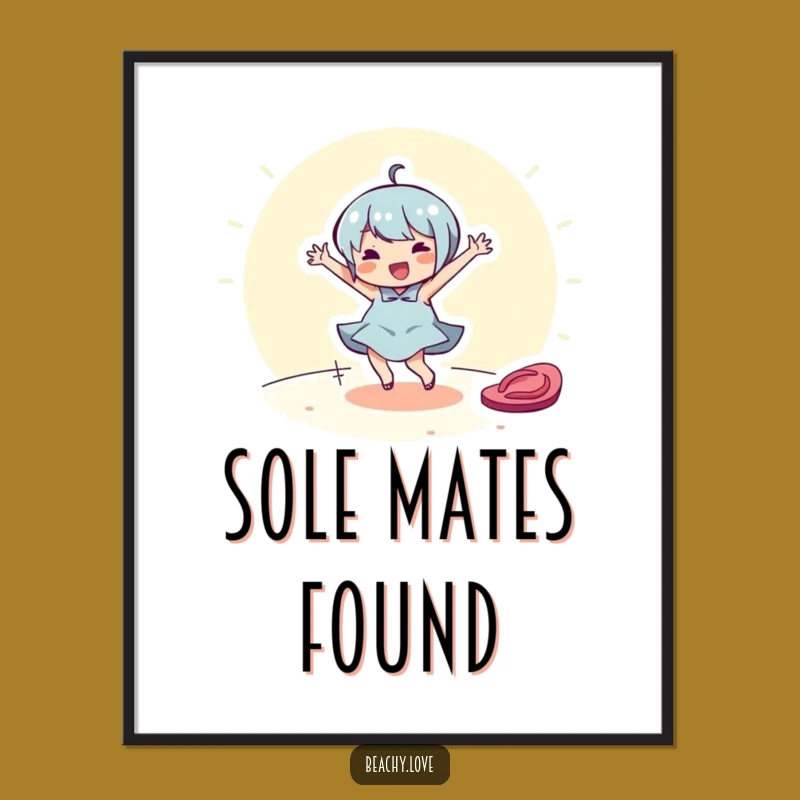 Funny Dancing Flip-Flop Poster - Cheerful Character Beach Art for Fun