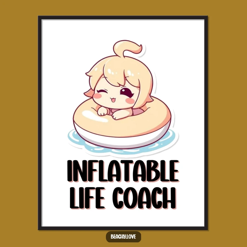 Funny Kawaii Winking Floaty Poster - Relaxed Vibes Wall Art