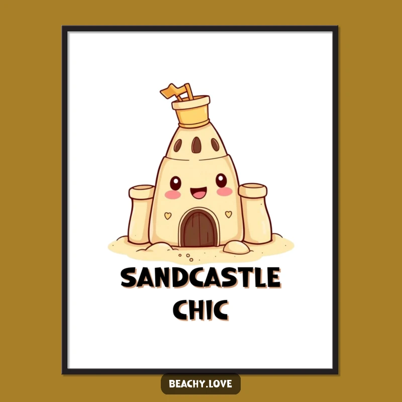 Funny Sandcastle Poster: Cheerful Beach Art and Unique Gift Idea