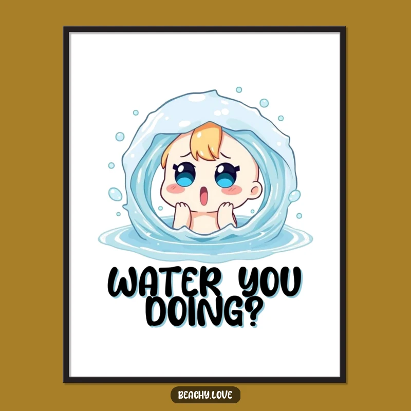 Funny Surprised Character Poster - Hilarious Water Splash Wall Art for a Laugh