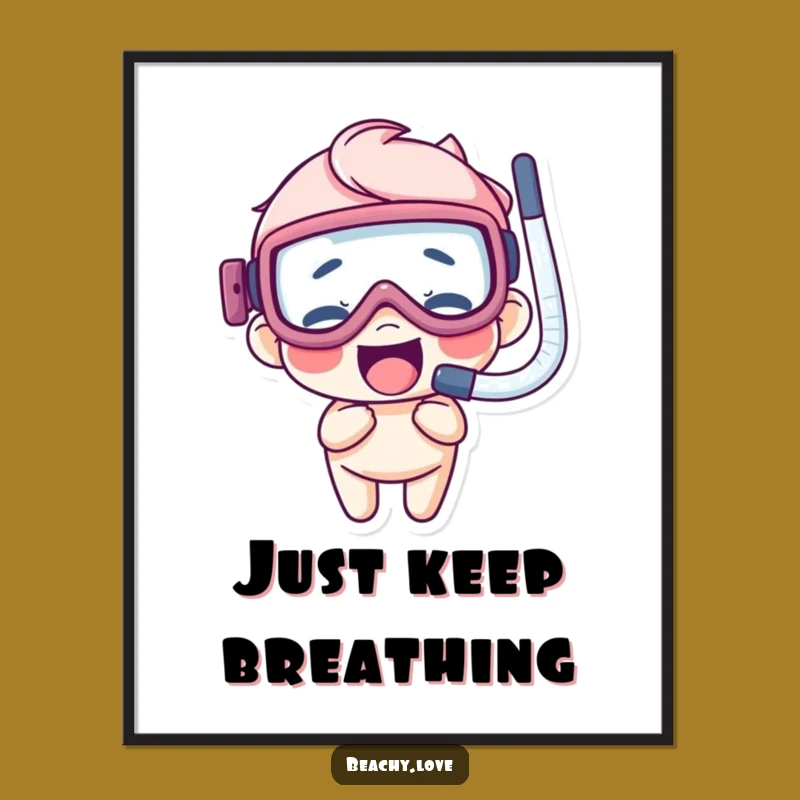 Funny Goggles Snorkel Poster: Giggling Character Underwater Art Gift