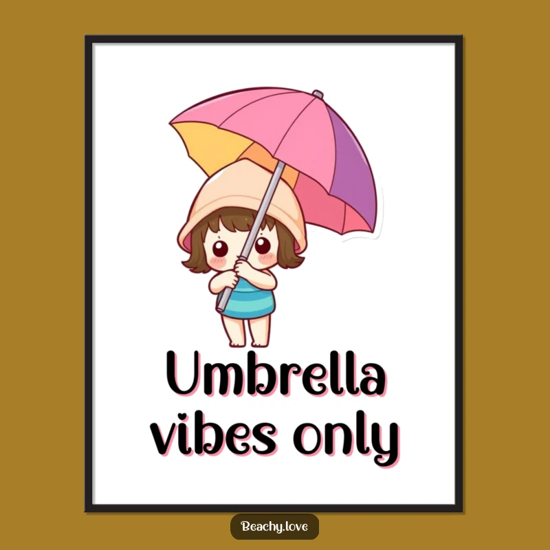 Funny Kawaii Umbrella Poster - Hilarious Beach Art for Your Walls!