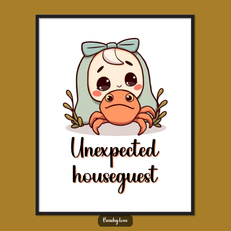 Funny Hermit Crab Encounter Poster: Hilarious Wall Art for Any Room