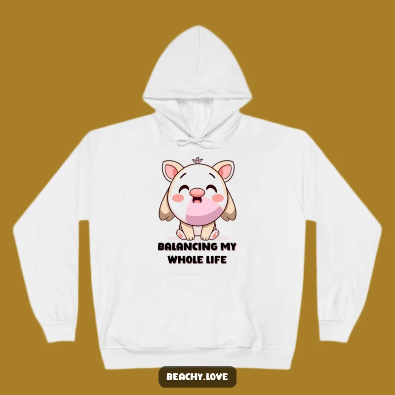 Funny Kawaii Beach Ball Nose Hoodie: Cozy Surprised Character for a Warm Gift