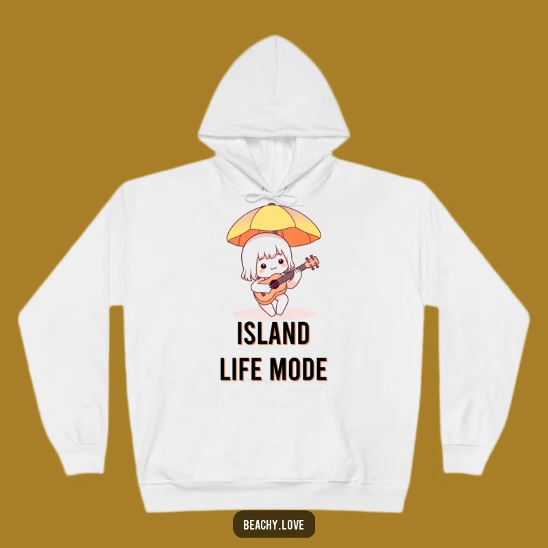 Funny Beach Ukulele Hoodie - Cozy Charm Character Sweatshirt for Music Fans