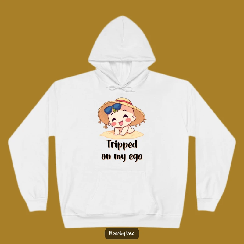 Funny Tripping Character Hoodie - Cozy Beach Gag Sweatshirt Gift