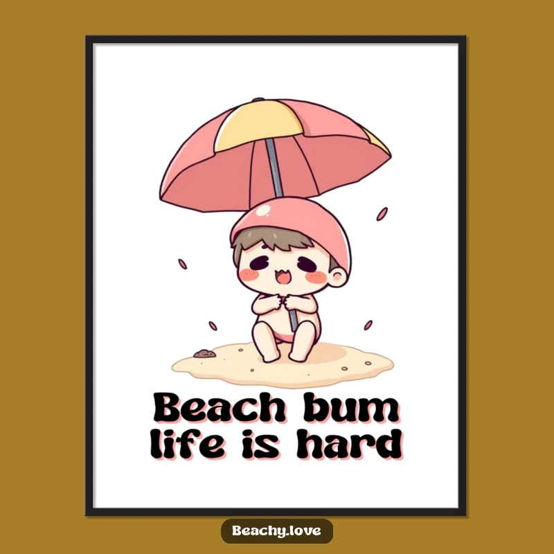 Funny Free Printable Wall Art: Kawaii Beach Umbrella Fail - Quirky Home Decor!