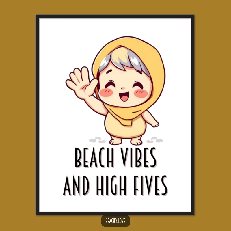 Funny Free Printable Wall Art: Waving Character Sandy Hand Decor