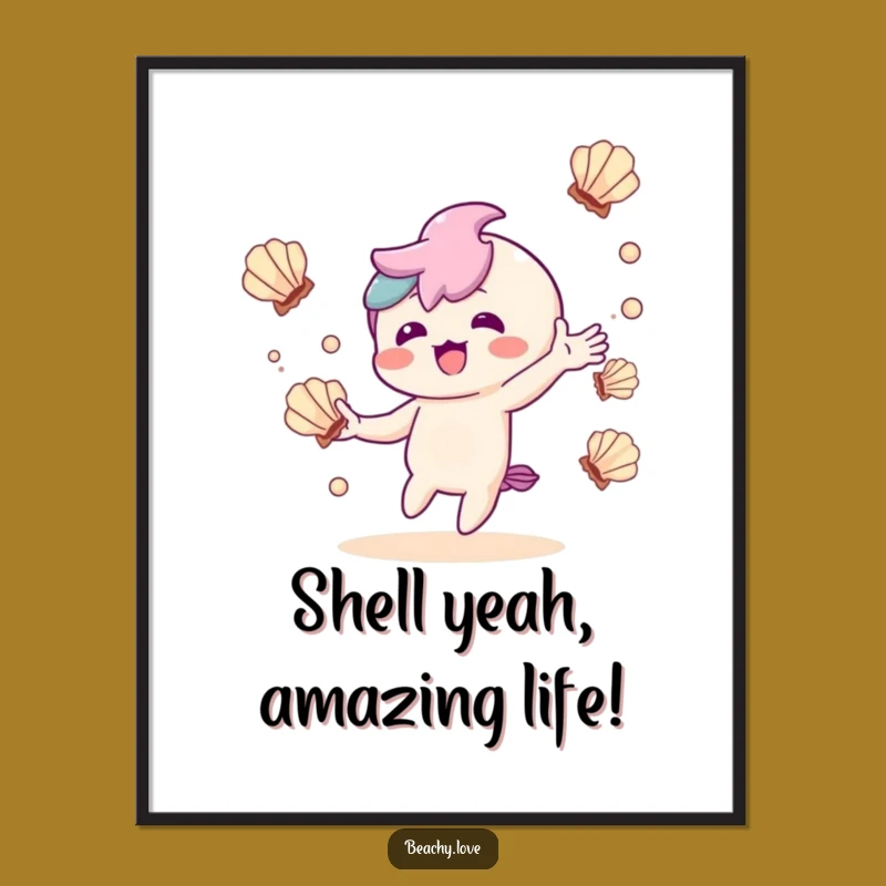 Free Printable Kawaii Seashell Juggling Art: Delightful Downloadable Decor