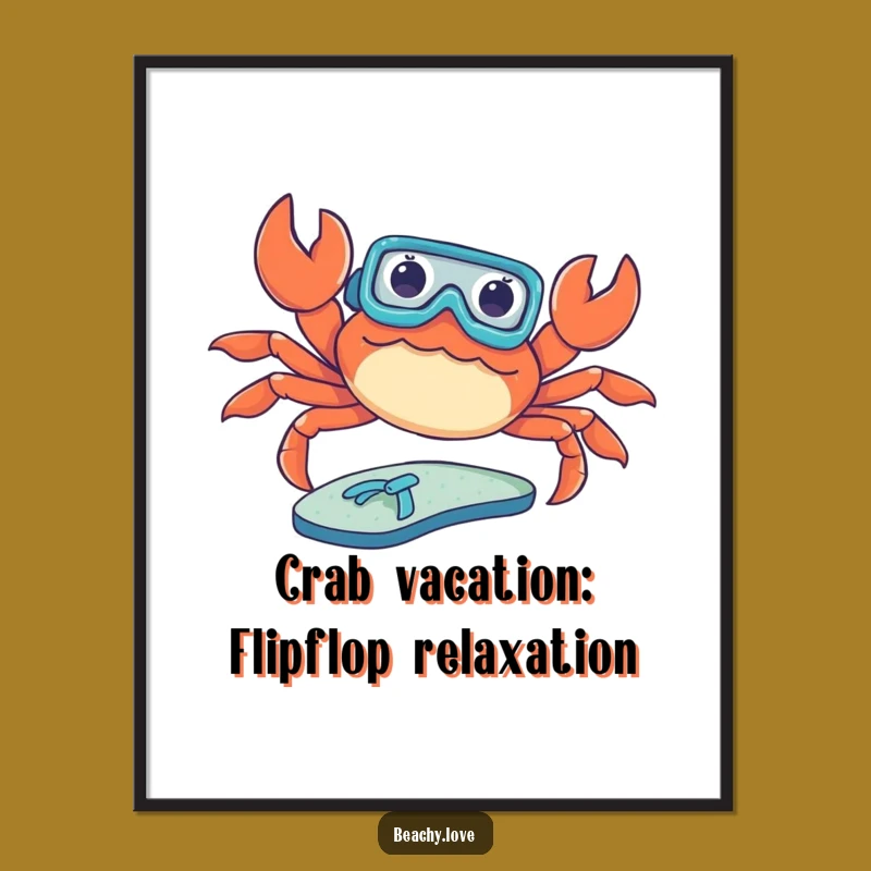 Free Printable Wall Art: Funny Crab Sunbather - Humorous Downloadable Decor!