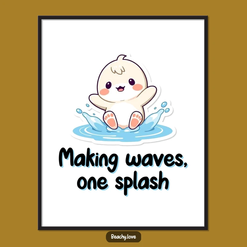 Free Printable Wall Art: Funny Kawaii Water Splash Joyful Feet Downloadable