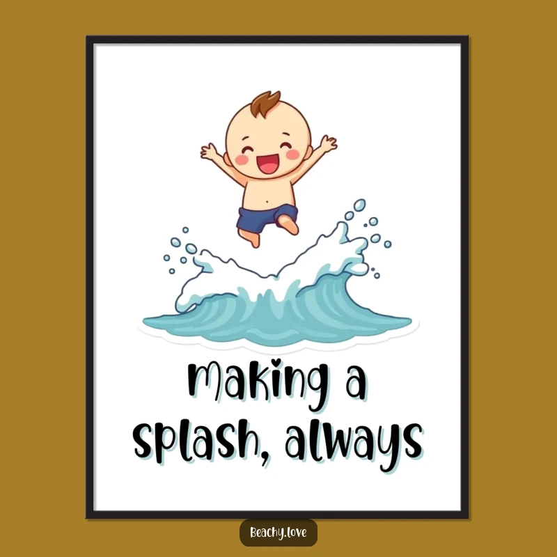 Free Printable Wall Art: Funny Splash Figure, Hilarious Ocean Vibes, Downloadable Home Decor