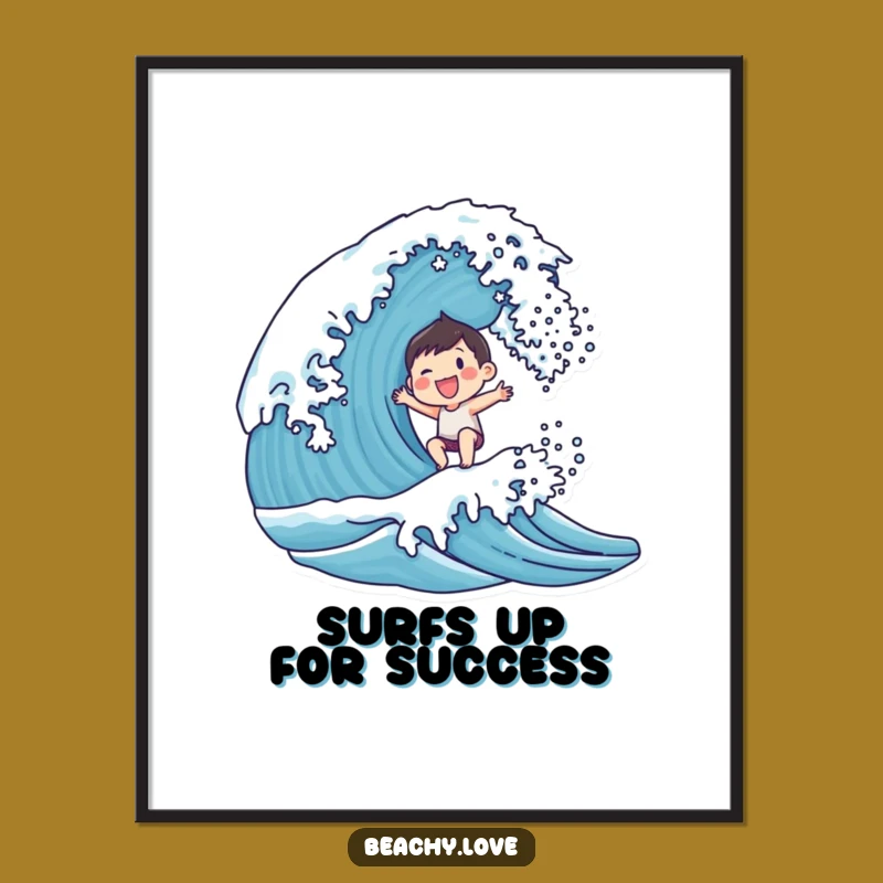 Funny Free Printable Wall Art: Joyful Wave Rider, Energetic Ocean Decor