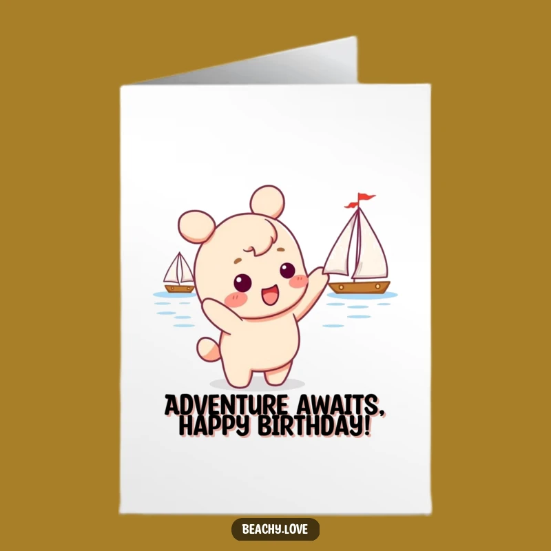Free Printable Birthday Card: Funny Kawaii Sailboat Pointer Downloadable