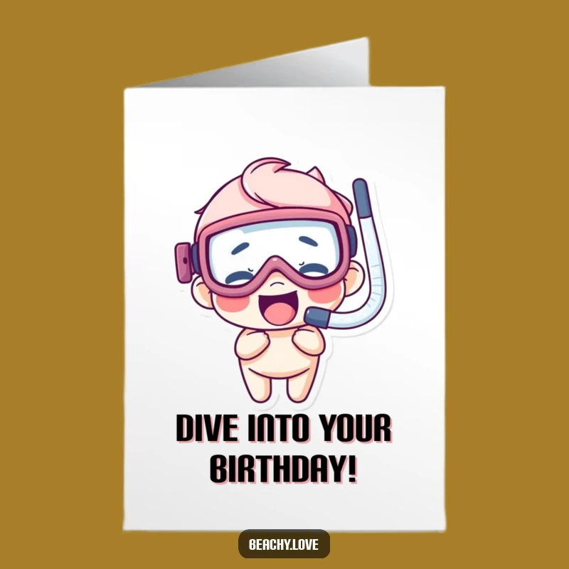 Free Printable Birthday Card: Giggling Snorkeler Funny Downloadable Gift