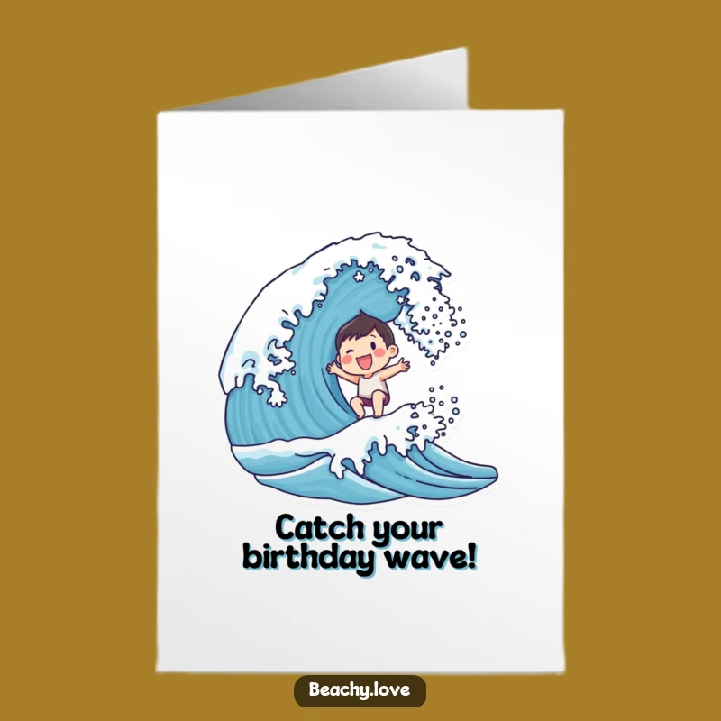 Free Printable Birthday Card: Joyful Wave Rider, Fun Birthday Greeting