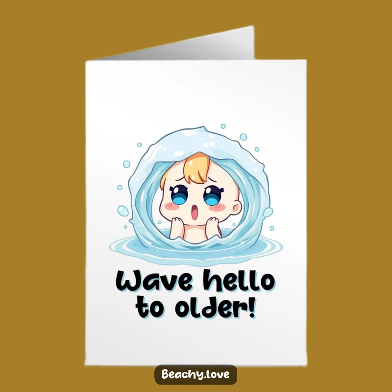 Free Printable Birthday Card: Surprised Character Water Splash Funny Downloadable Gift