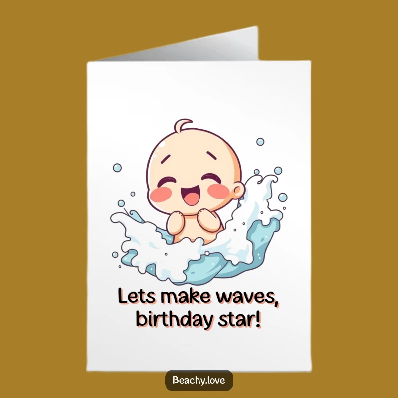 Splashy Birthday Fun Card: Free Printable Kawaii Giggles - Happy Download!