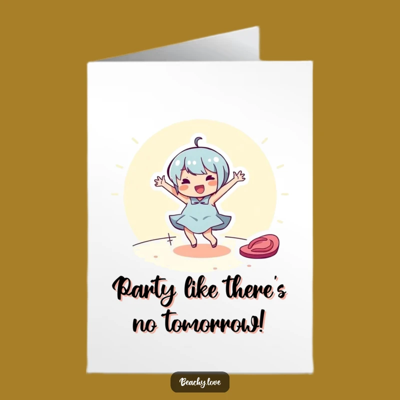 Free Printable Birthday Card: Cheerful Flip-Flop Dancer Funny Downloadable Gift