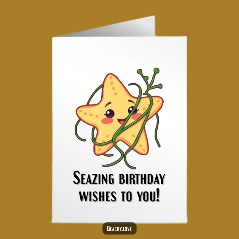 Free Printable Birthday Card: Funny Tangled Starfish wishes a hilarious birthday! DIY downloadable fun.